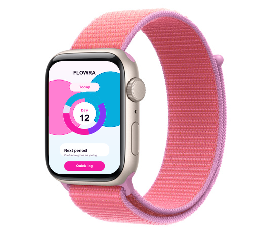Apple Watch with the Flowra watch app screen